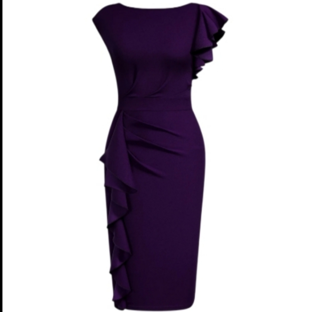 Ruffle Cap Sleeves Pencil Dress